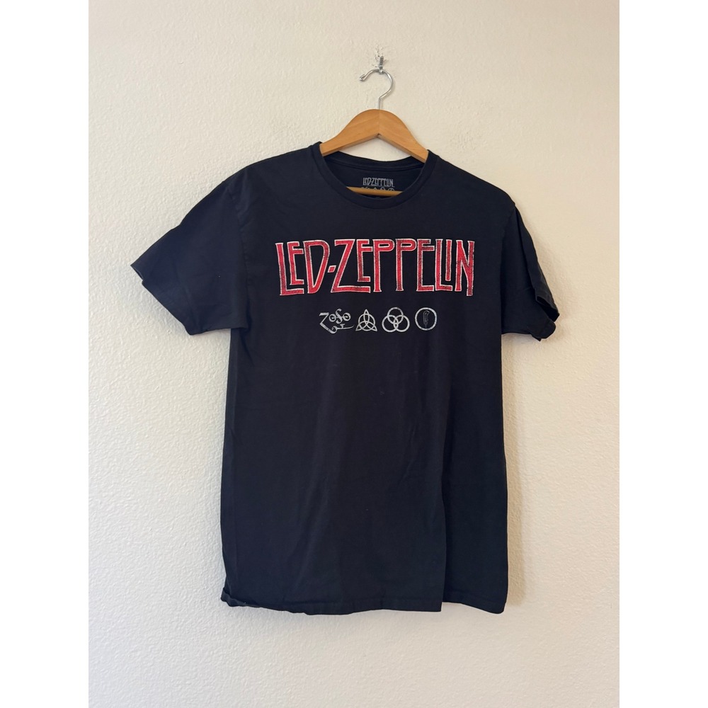 Led‎ Zeppelin Graphic T-Shirt Four Symbols Band Logo Size Medium Black Excellent
